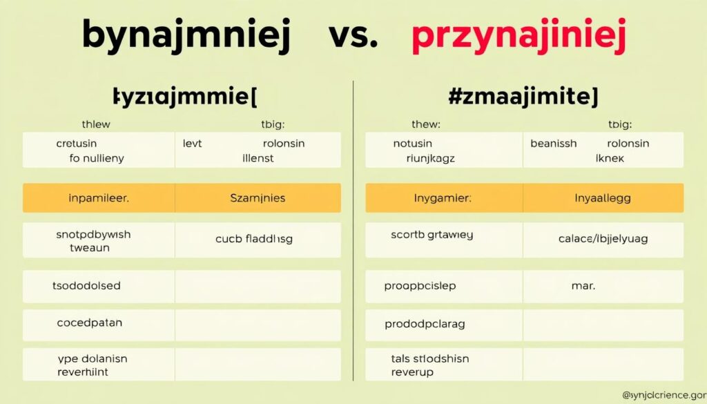 Porównanie znaczeń słów bynajmniej i przynajmniej