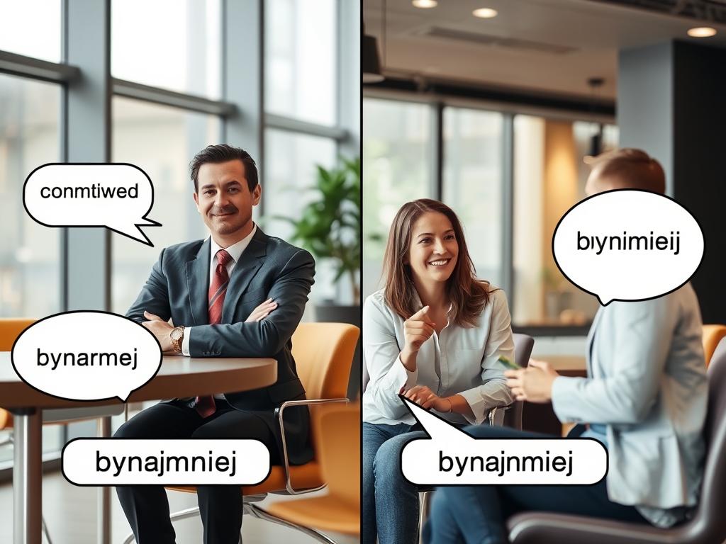 Rozmowa formalna i nieformalna z użyciem słowa bynajmniej