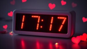 Zegar pokazujący lustrzaną godzinę 17:17 w kontekście miłości i relacji